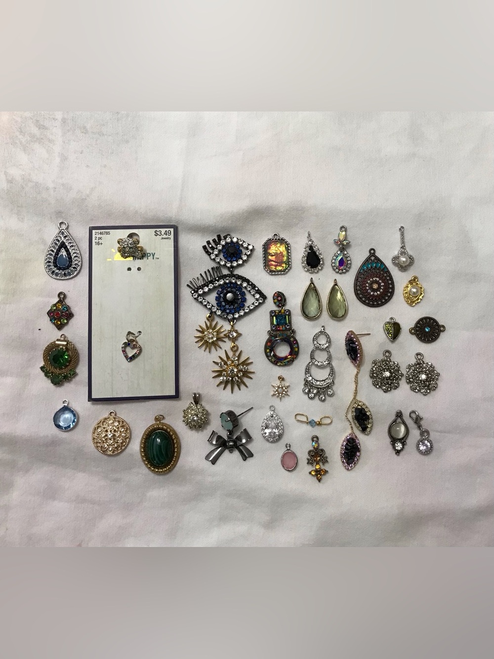 Bling Rhinestones Pendant Charms Unique Fun Craft Jewelry Lot